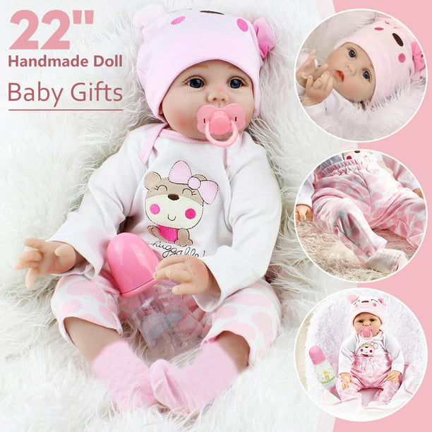 22" Handmade Full Body Soft Silicone Reborn Baby Real Lifelike Newborn Baby Toys